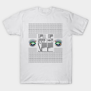 Patchwork Eye Tell Me What You See Line Art T-Shirt